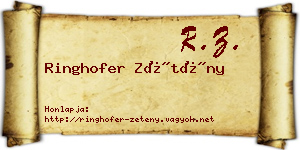 Ringhofer Zétény névjegykártya